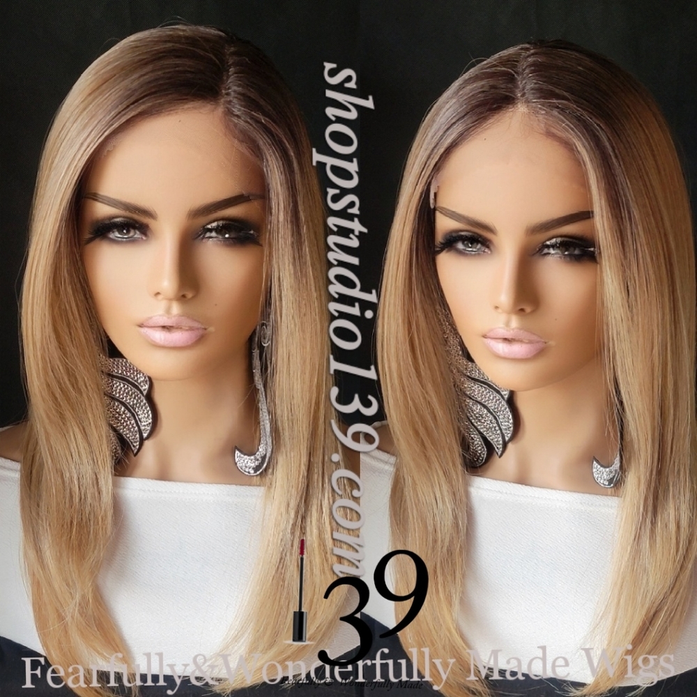 Honey blonde balayage lace front wig